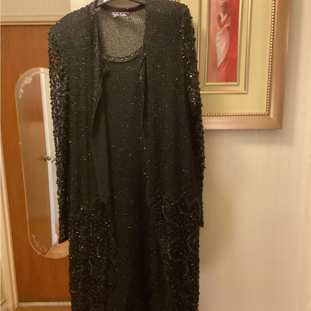Creative Creations Elegant Vintage Black Midi Dress SZ XL $125.